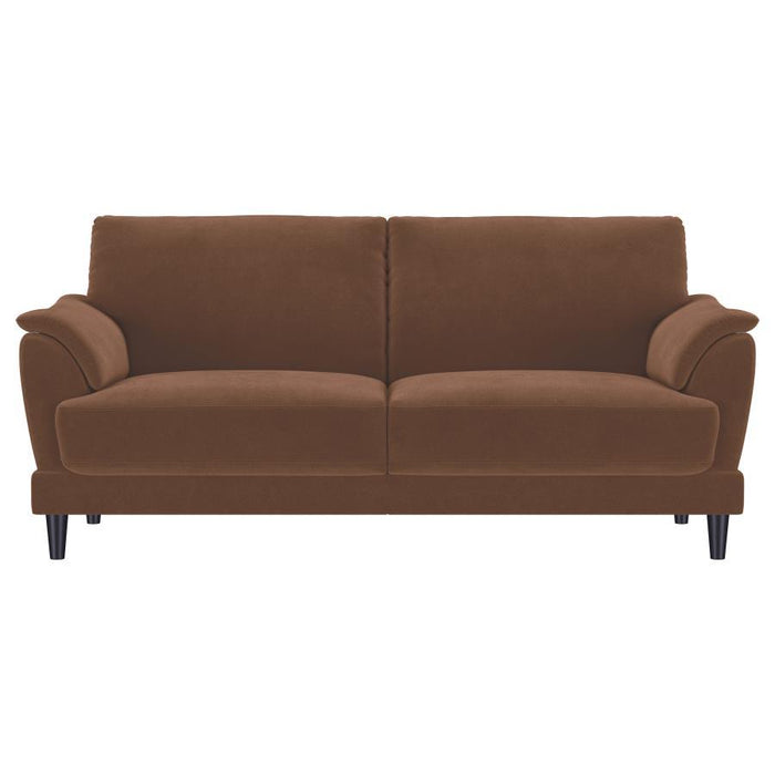 Selma - 2 Piece Velvet Upholstered Crescent Arm Sofa Set - Rust