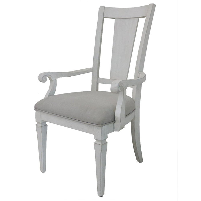 Katia - Arm Chair Set of 2) - Light Gray Linen & Weathered White