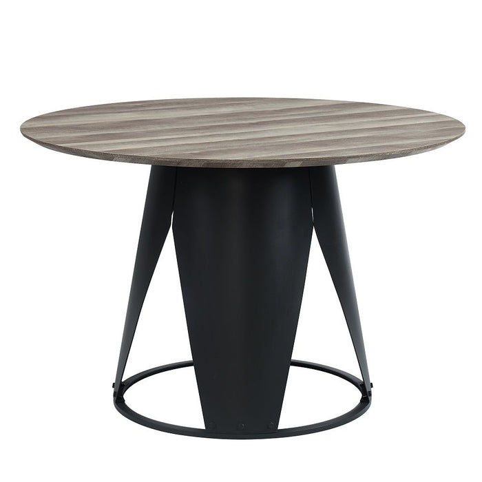 Zudora - Round Dining Table - Antique Oak & Black