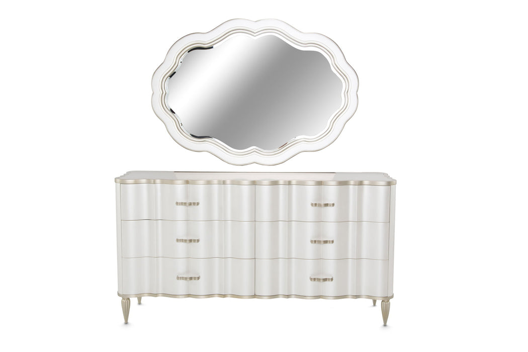 London Place - Dresser With Mirror - Creamy Pearl