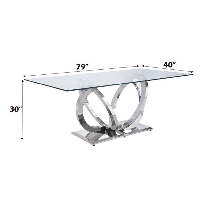 Finley - Dining Table - Clear Glass Top & Mirrored Silver