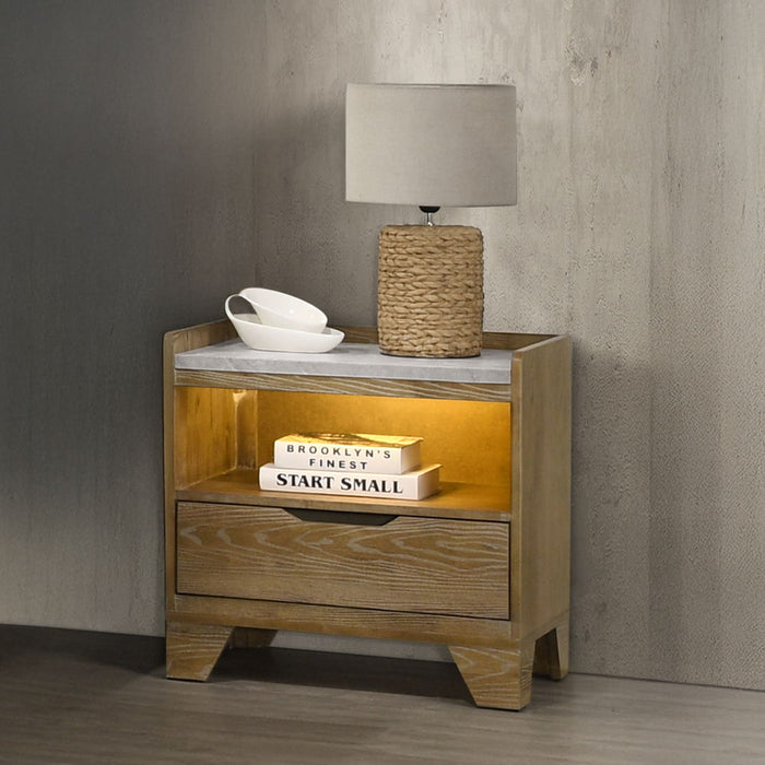 Garcia - Nightstand With LED - Light Brown