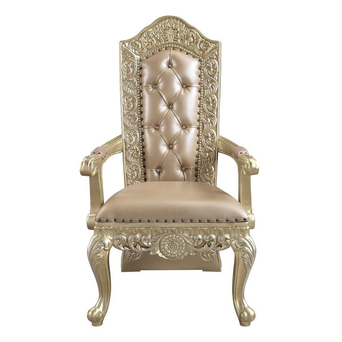 Vatican - Arm Chair Set of 2) - Synthetic Leather & Champagne Silver