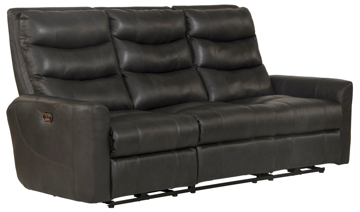 Bosa - Leather Power Reclining Sofa - Charcoal