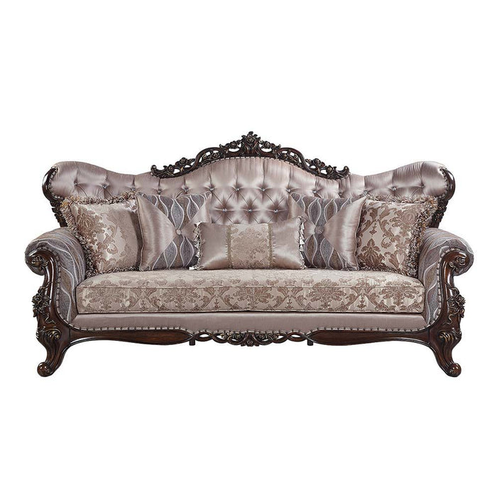 Benbek - Sofa With 5 Pillows - Fabric & Antique Oak