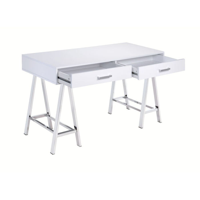Coleen - Writing Desk Same Ac00901) - White High Gloss & Chrome