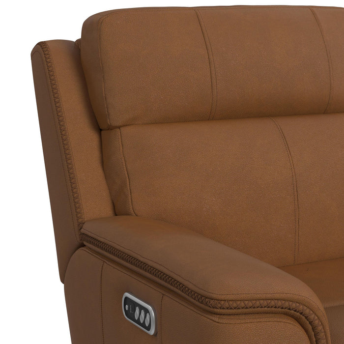 Mustang - Power Motion Loveseat With Console, Power Headrest And Lumbar - Butternut