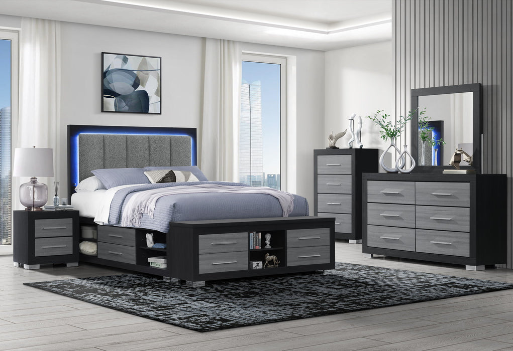 Emma - 5 Piece Full Bedroom Set - Black / Gray