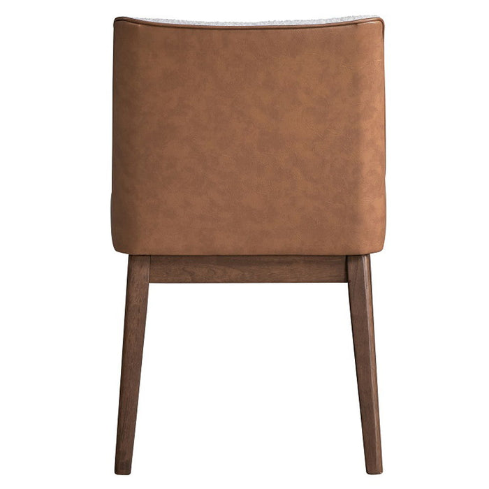 Ginny - Side Chair (Set of 2) - White Boucle, Brown Velvet & Walnut