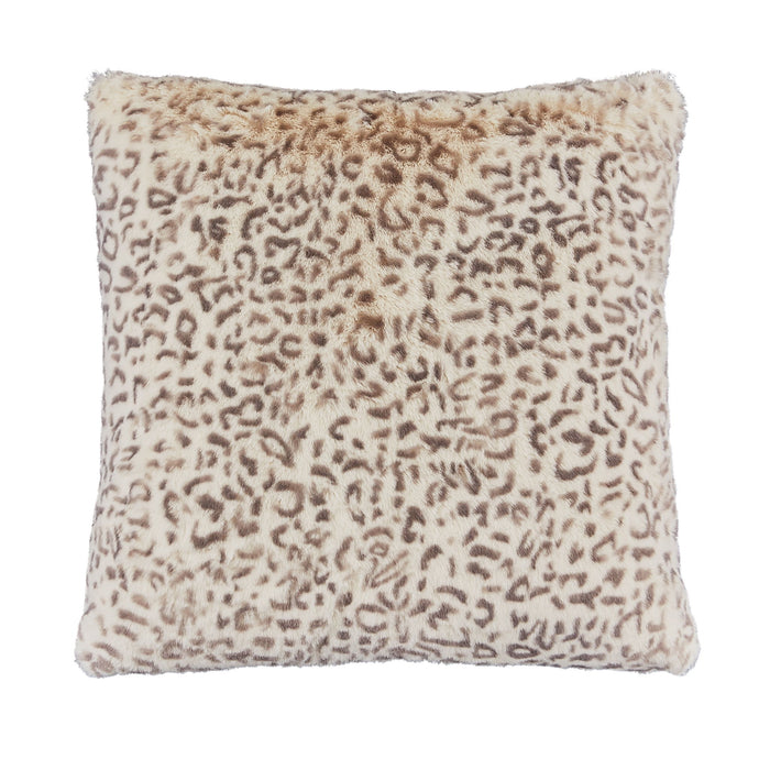 Snow Leopard - 20" Square Pillow - Natural