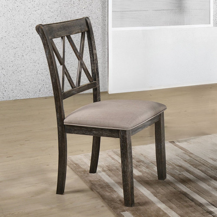 Claudia II - Side Chair Set of 2) - Beige Fabric & Weathered Gray