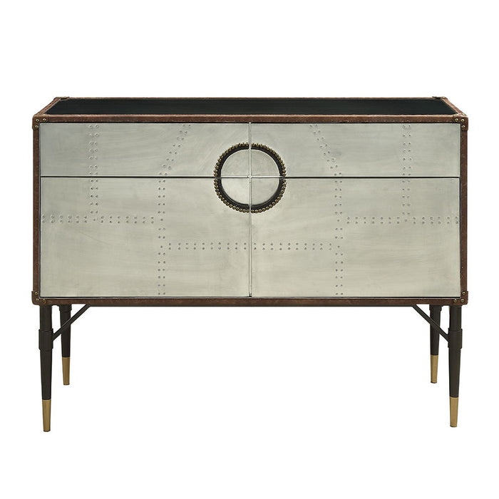 Brancaster - Console Cabinet - Top Grain Leather & Aluminum
