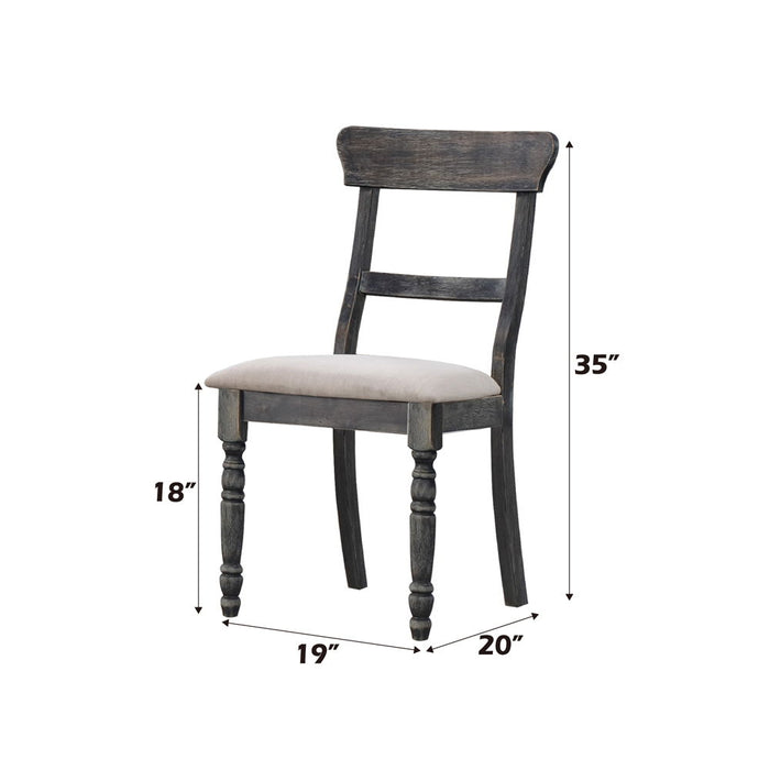 Leventis - Side Chair Set of 2) - Light Brown Linen & Weathered Gray