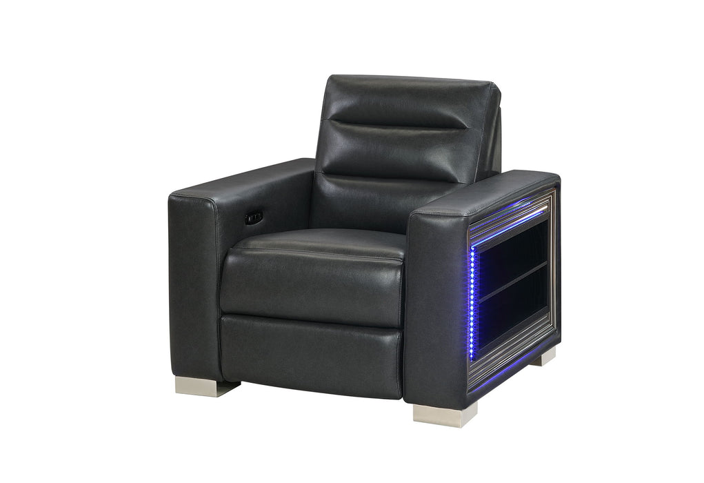 Ylime - Power Recliner With Bookcase LED - Charcoal