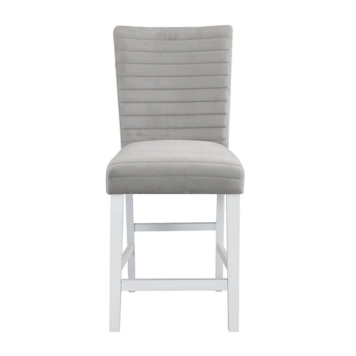 Elizaveta - Counter Height Chair Set of 2) - Gray Velvet &White High Gloss