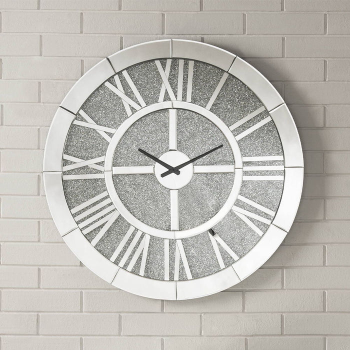 Noralie - Wall Clock - Mirrored & Faux Diamonds