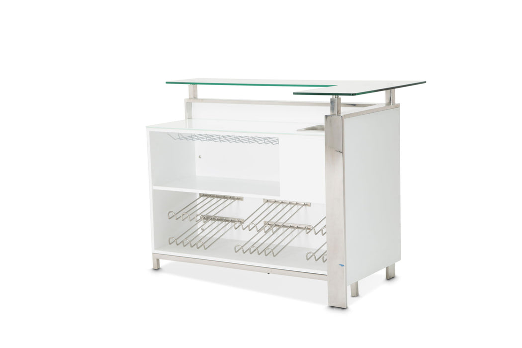 State St. - Bar With Glass Top - Glossy White