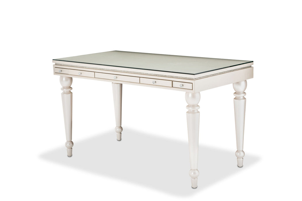 Glimmering Heights - Writing Desk With Glass Top - Ivory