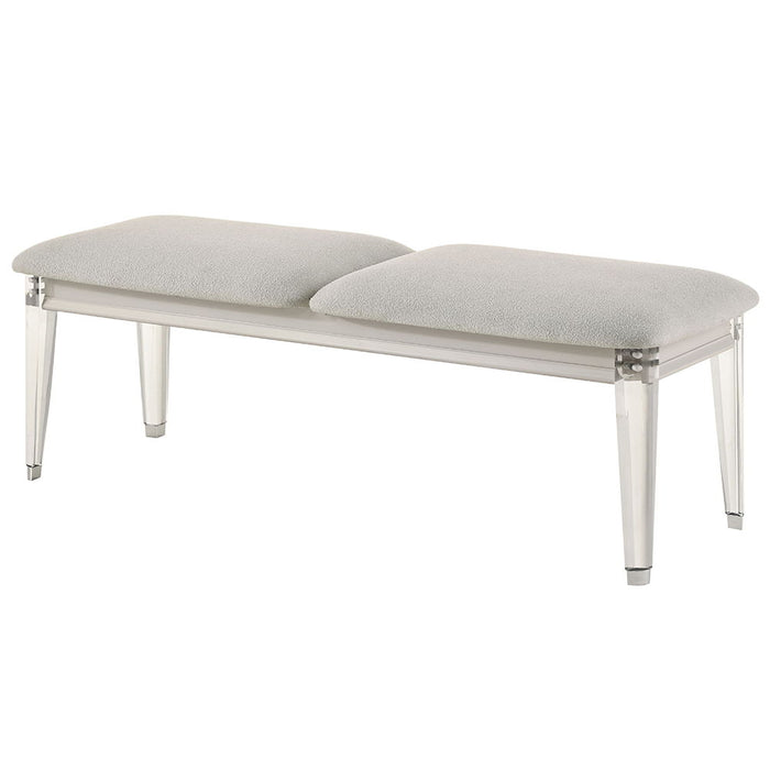 Laveda - Bench - Light Gray Boucle & Pearl White