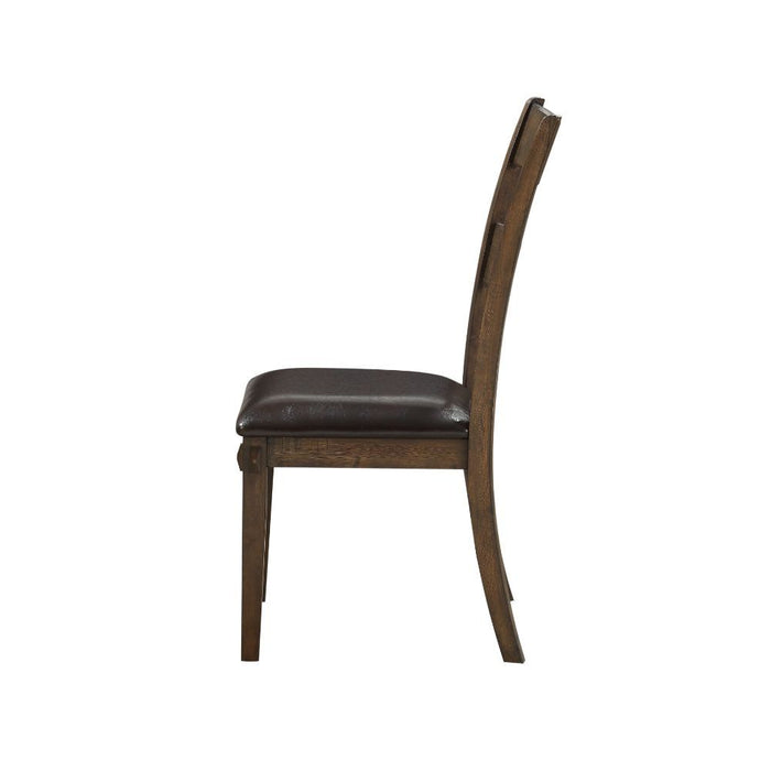 Nabirye - Side Chair Set of 2) - Esspresso Synthetic Leather & Dark Oak