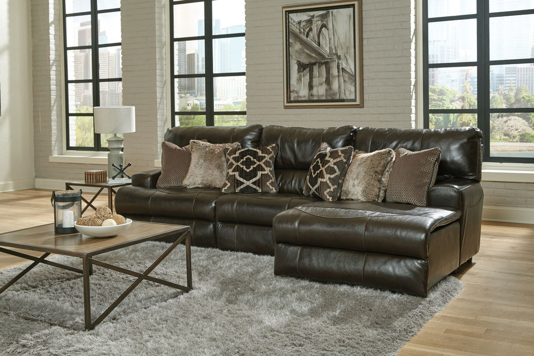 Como - 3 Piece Italian Leather Match Reclining Sectional