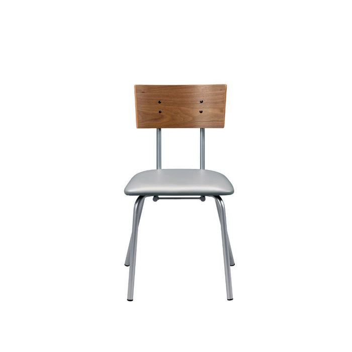 Jurgen - Side Chair Set of 2) - Gray Synthetic Leather, Oak & Silver