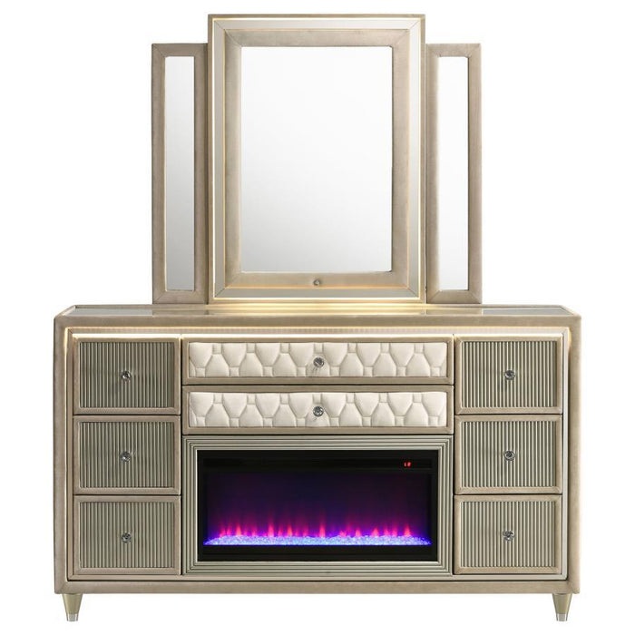 Lorient - 8-Drawer LED Bedroom Flame Box Dresser