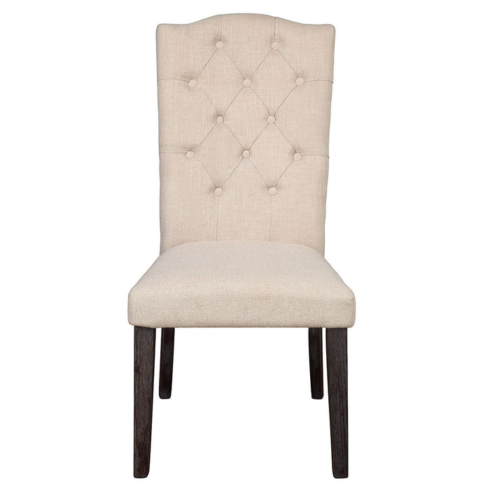 Gerardo - Side Chair Set of 2) - Beige Linen & Weathered Espresso