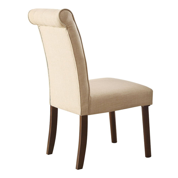 Gasha - Side Chair Set of 2) - Beige Linen & Walnut