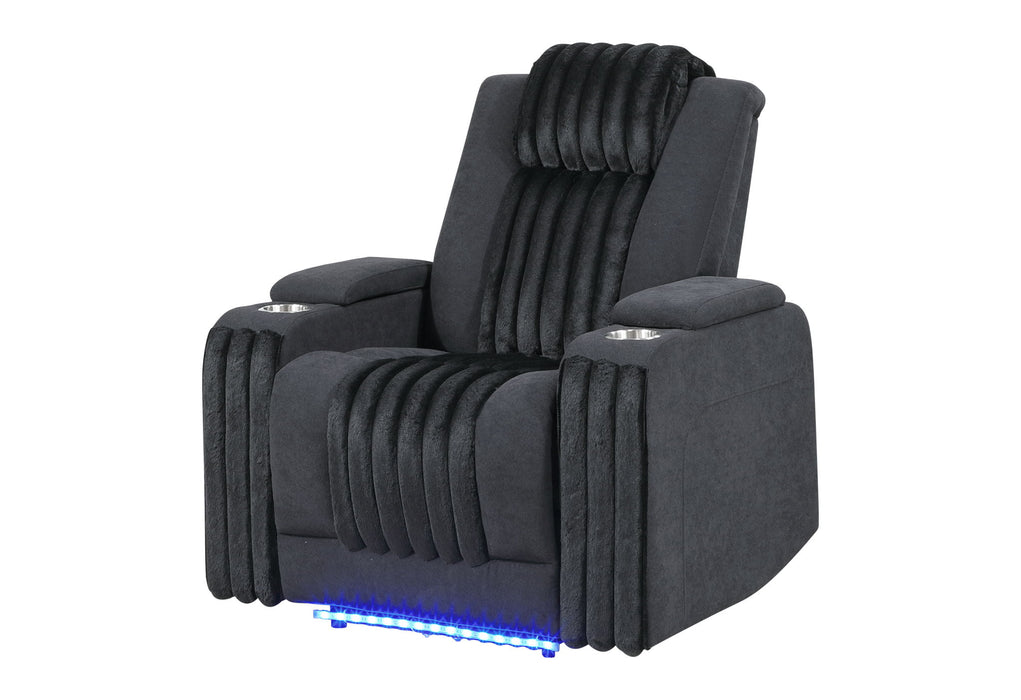 U8000 - Power Recliner With Power Headrest & LED Light - Black
