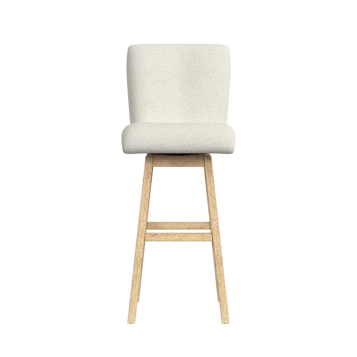 Cambrie - Upholstered Swivel Bar Stool With Boucle (Set of 2) - Beige / Natural