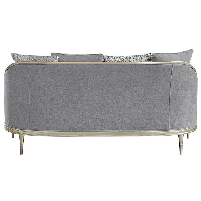 Fernando - Loveseat With 4 Pillows - Gray Chenille & Champagne