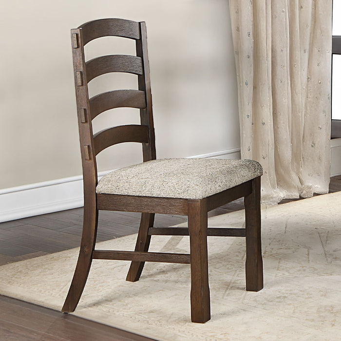 Pascaline - Side Chair (Set of 2) - Gray Fabric, Rustic Brown & Oak