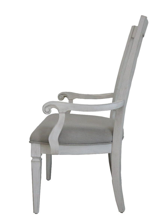 Katia - Arm Chair Set of 2) - Light Gray Linen & Weathered White