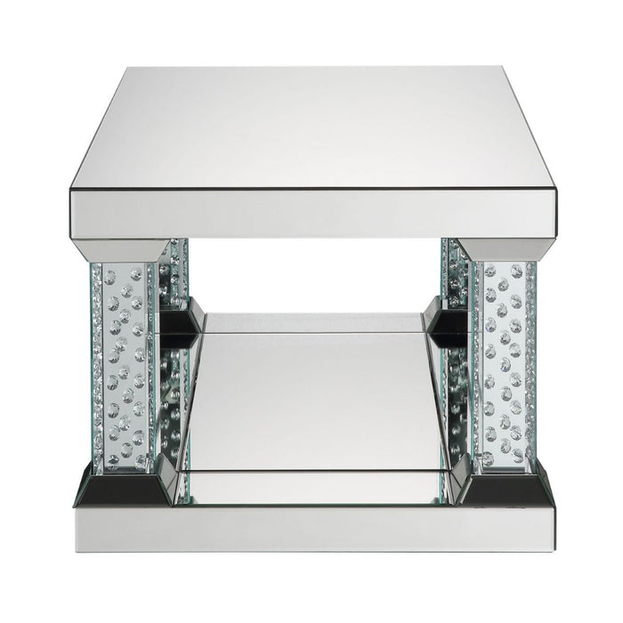Nysa - 36" Coffee Table - Mirrored & Faux Crystals