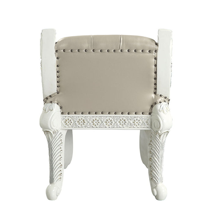 Vanaheim - Vanity Stool - Beige Synthetic Leather & Antique White