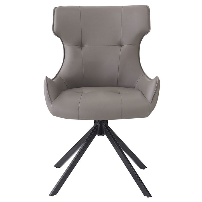 Damita - Camel Synthetic Leather Side Chair With Swivel Set of 2) - Gray & Black Finsh
