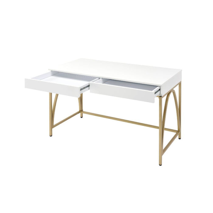Lightmane - Writing Desk Same Ac00900) - White High Gloss & Gold