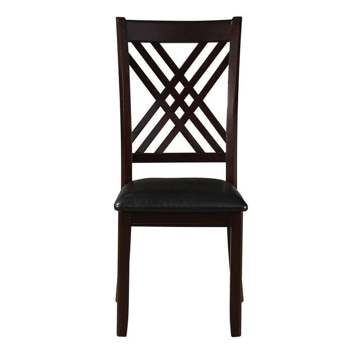 Katrien - Side Chair Set of 2) - Black Synthetic Leather & Espresso