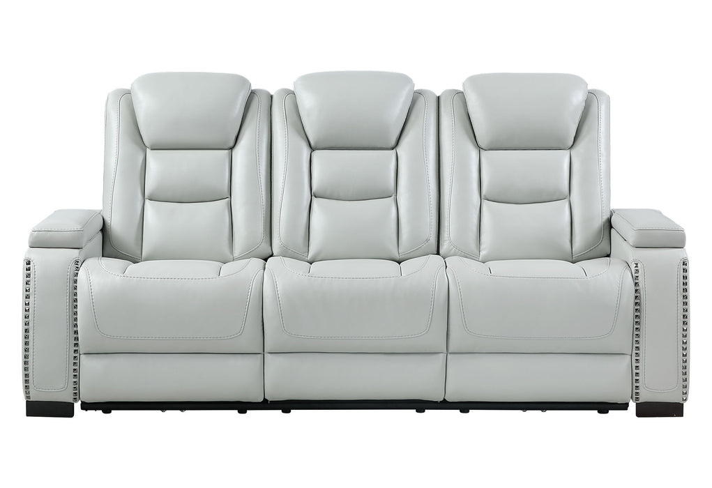 U8609 - Power Reclining Sofa With Power Headrest, USB, LED And Bookshelf Arm - Gray