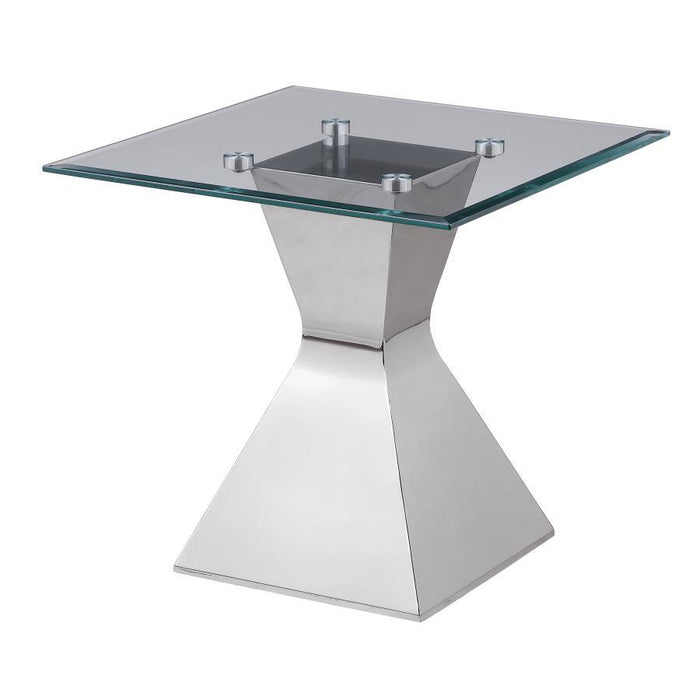 Jenny - Glass Top Stainless Steel Table