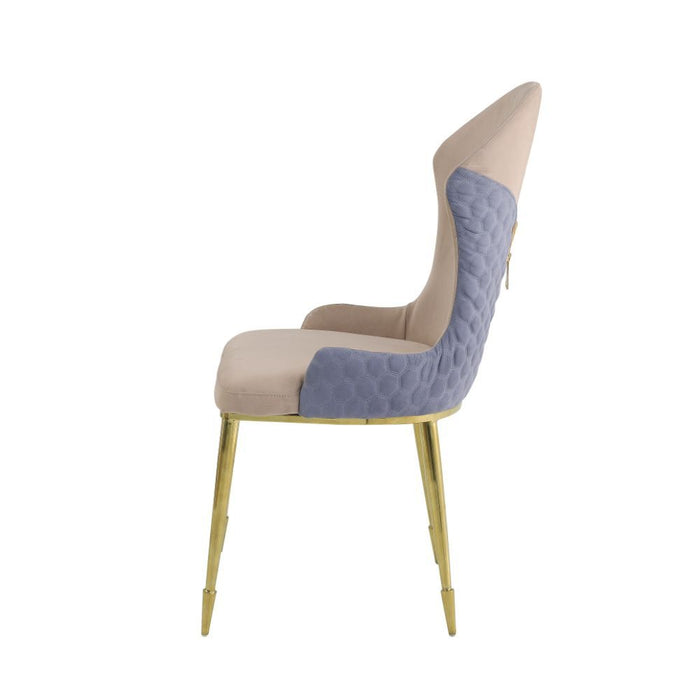 Caolan - Side Chair Set of 2) - Tan, Lavender Fabric & Gold