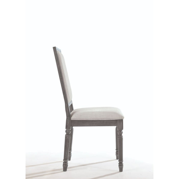 Leventis - Side Chair Set of 2) - Cream Linen & Weathered Gray