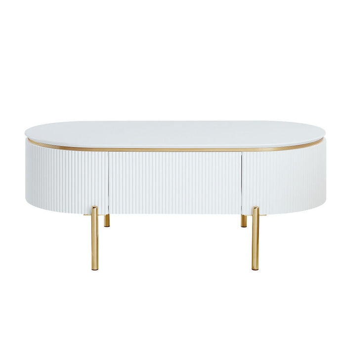 Daveigh - Coffee Table - White High Gloss & Gold