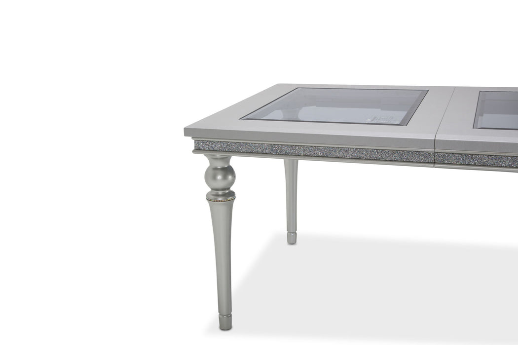 Melrose Plaza - Upholstered Dining Table With Glass Insert - Dove