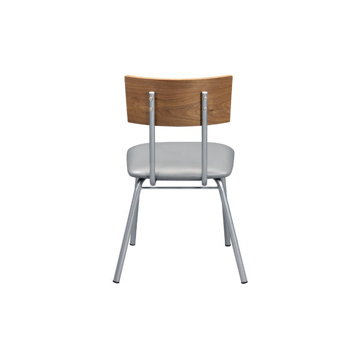 Jurgen - Side Chair Set of 2) - Gray Synthetic Leather, Oak & Silver