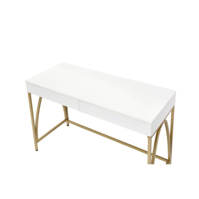 Lightmane - Writing Desk Same Ac00900) - White High Gloss & Gold