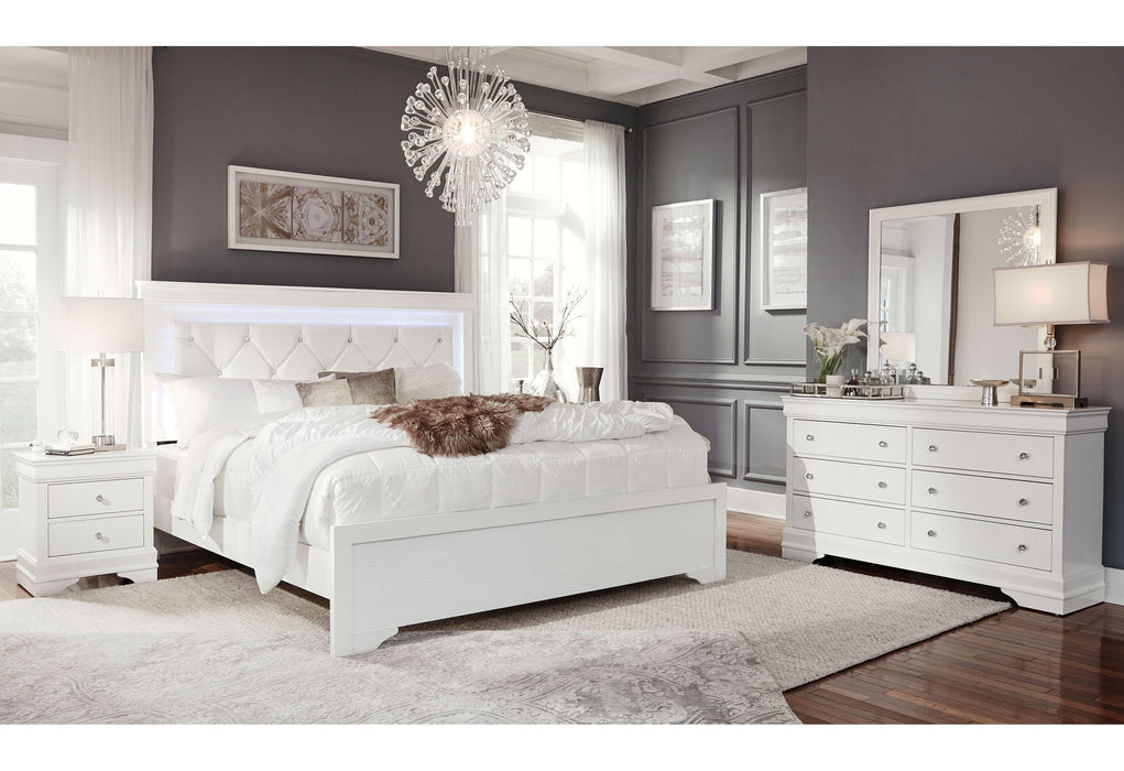 Pompei - Full Bed With LED - White
