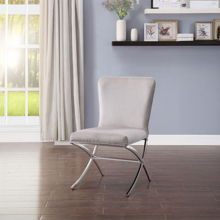 Daire - Side Chair Set of 2) - Light Gray Velvet & Chrome