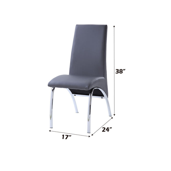 Noland - Side Chair Set of 2) - Gray Synthetic Leather & Chrome